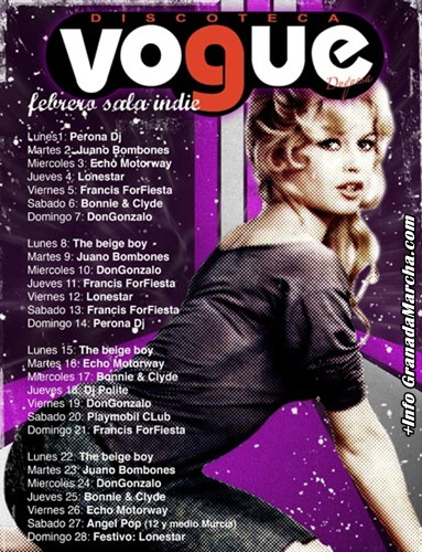 Programación Discoteca Vogue, Febrero 2010